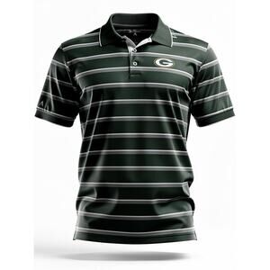Antigua Green Bay Packers Polo Men’s Large NFL Golf Striped Shirt